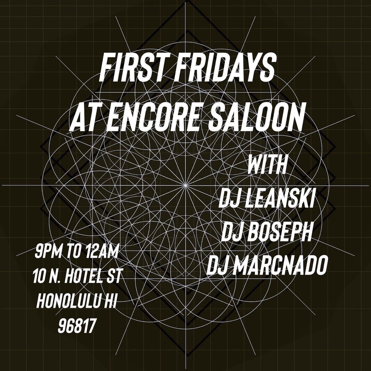First Fridays at Encore Saloon flyer