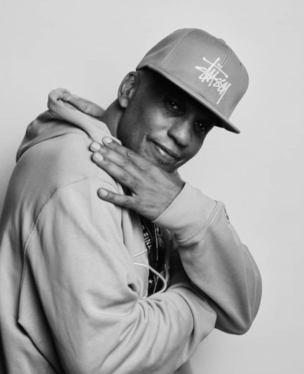 DJ Leanskee black-and-white studio portrait